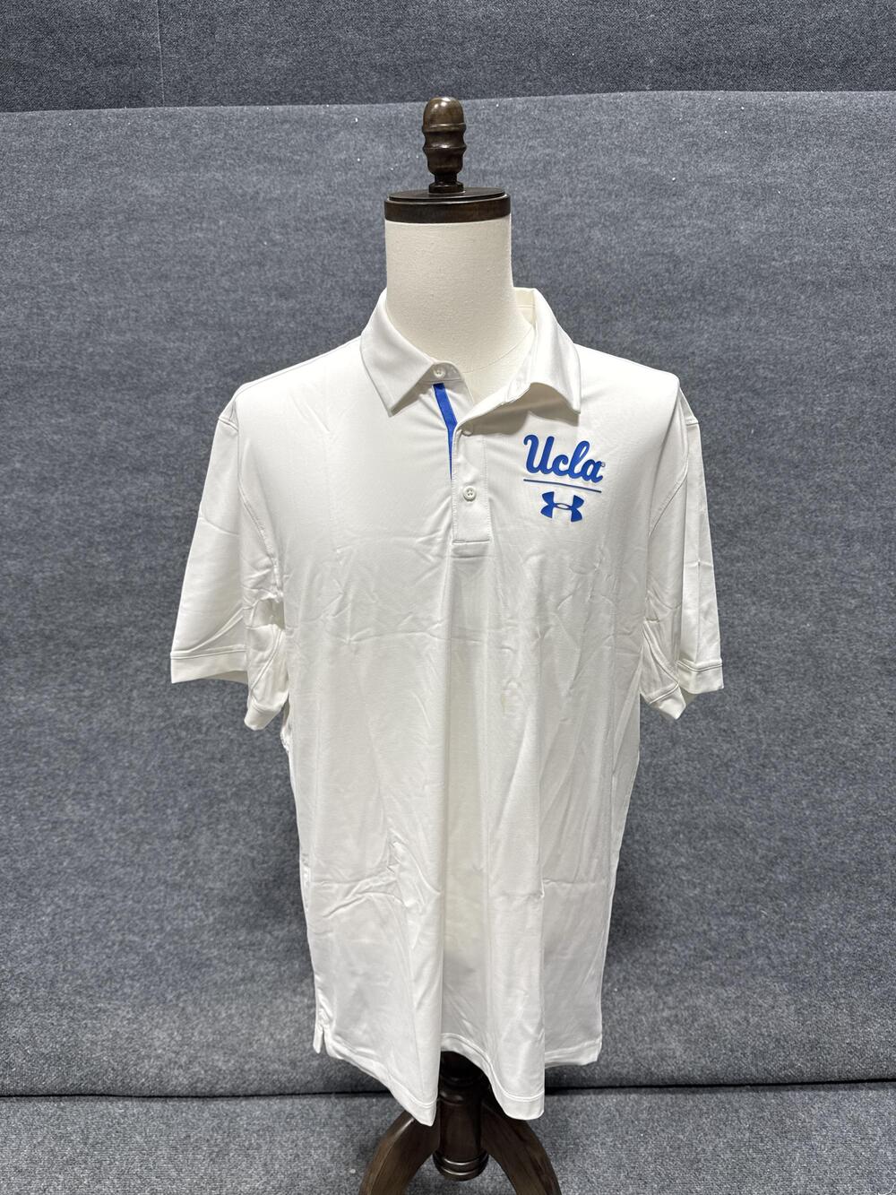UCLA Bruins Polo Shirt Mens XL White NCAA Football Under Armour HeatGear